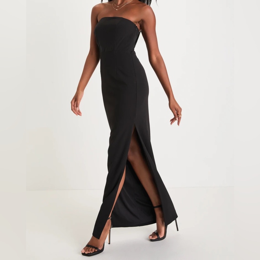 Lulu’s Women Strapless Black Dress